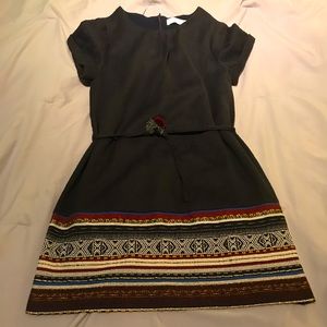 ZARA navy embroidered dress